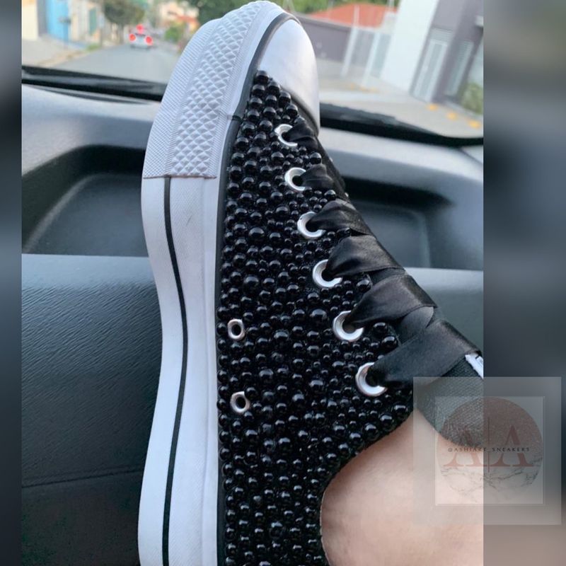 All star preto com hot sale perola