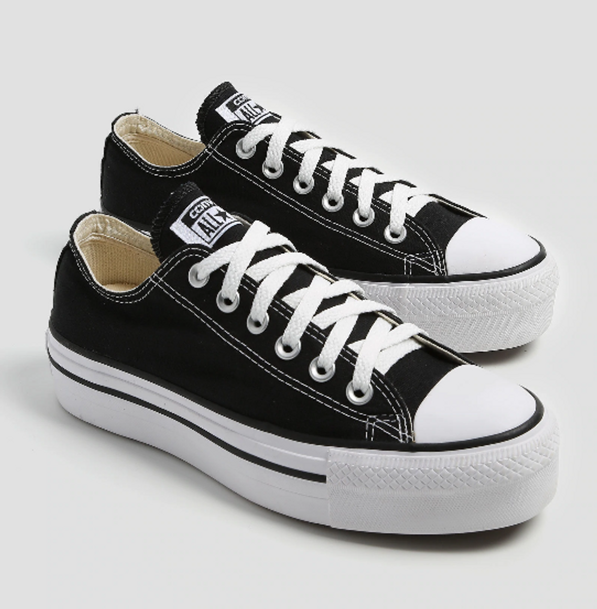 all star preto couro plataforma