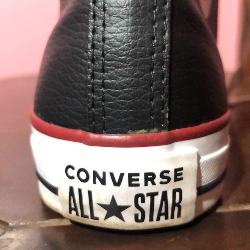 All Star Cano Alto Couro Preto, Tênis Feminino Converse Usado 82892210