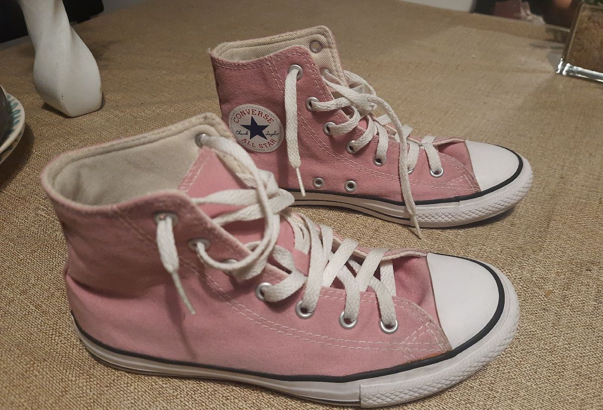Tênis All Star Rosa Cano Alto Original | Tênis Feminino All Star Usado ...