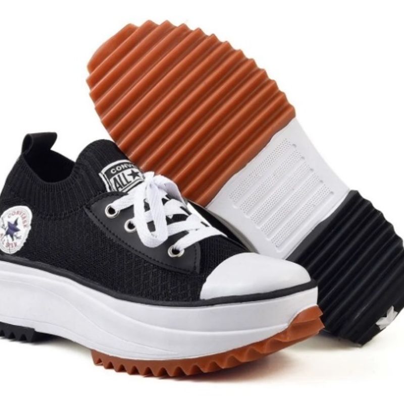 Meia Calça CalÃ§a Preta Com All Star Branco Tênis All Star Run