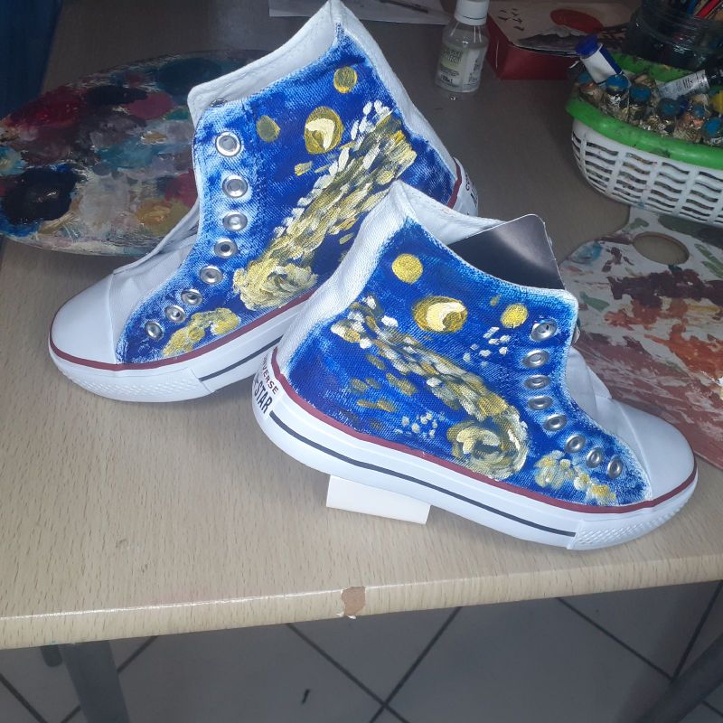 All Star Tenis Do Van Gogh Tênis Cano Alto Plataforma Noite