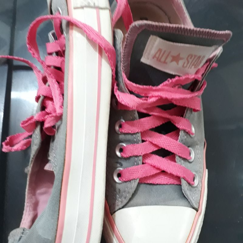 Tenis Allstar Cinza e Rosa All Star Usado 83257302 enjoei
