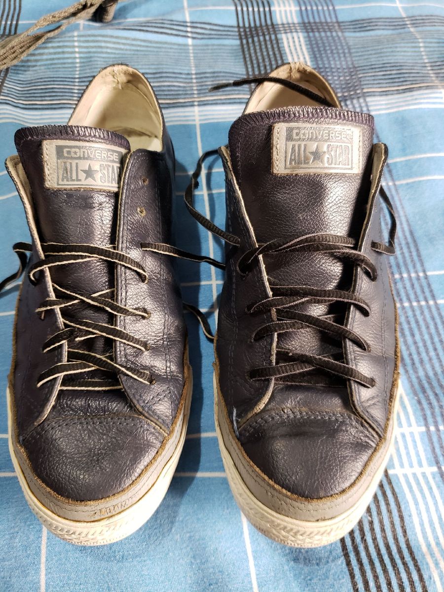 all star couro cinza