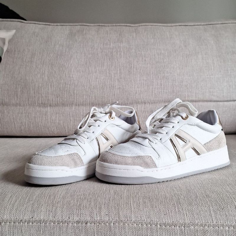 Tenis Arezzo Branco Com Dourado Tênis Arezzo Couro Branco E