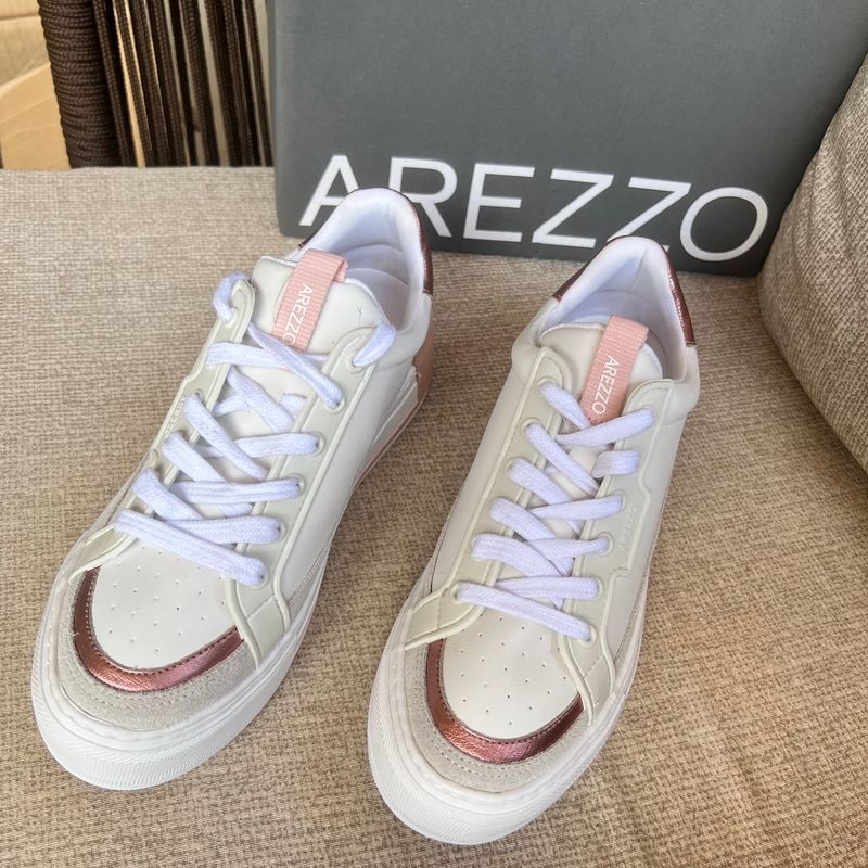 T nis Arezzo Flatform Branco e Rosa T nis Feminino Arezzo Nunca Usado 91265242 enjoei