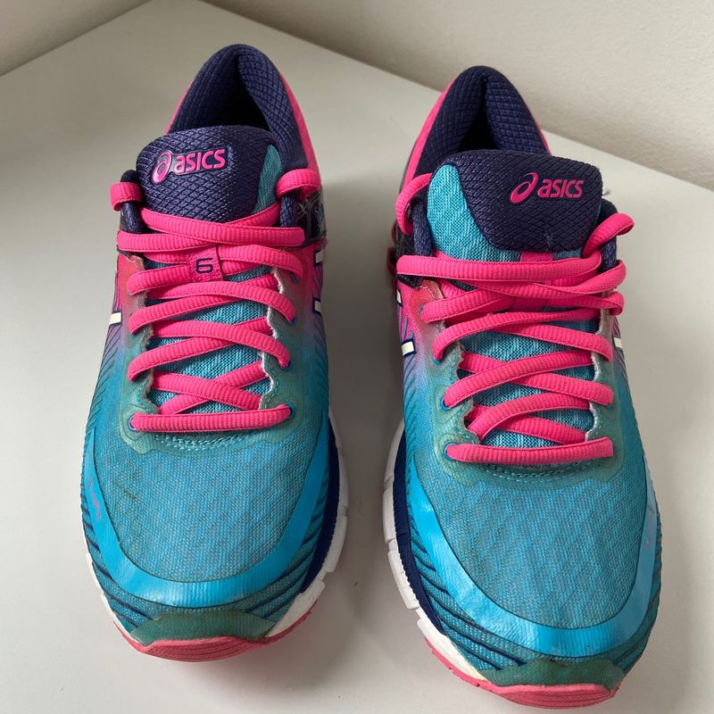 Tênis asics gel kinsei shop 6 feminino azul e rosa