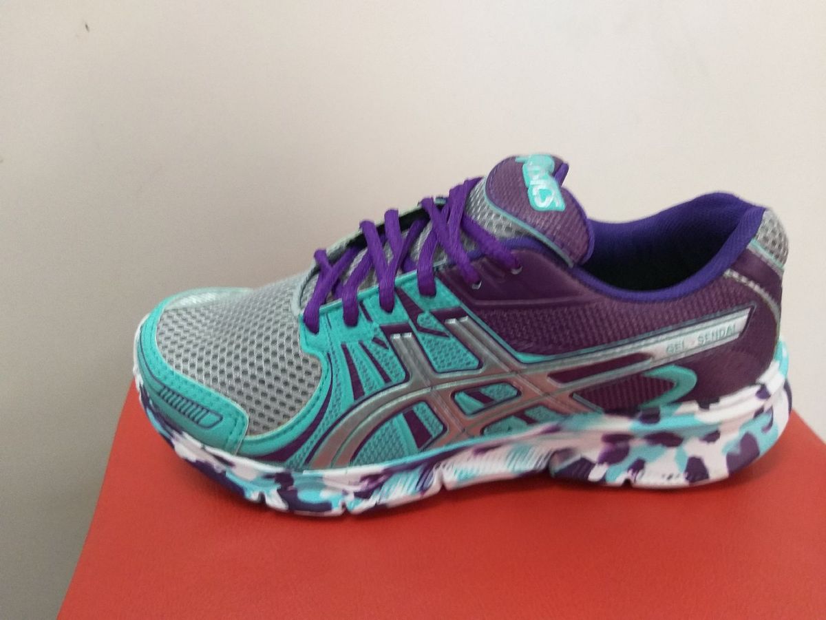 asics verde agua e roxo