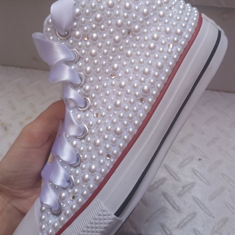 Tênis All Star Original Com Pérolas e Strass