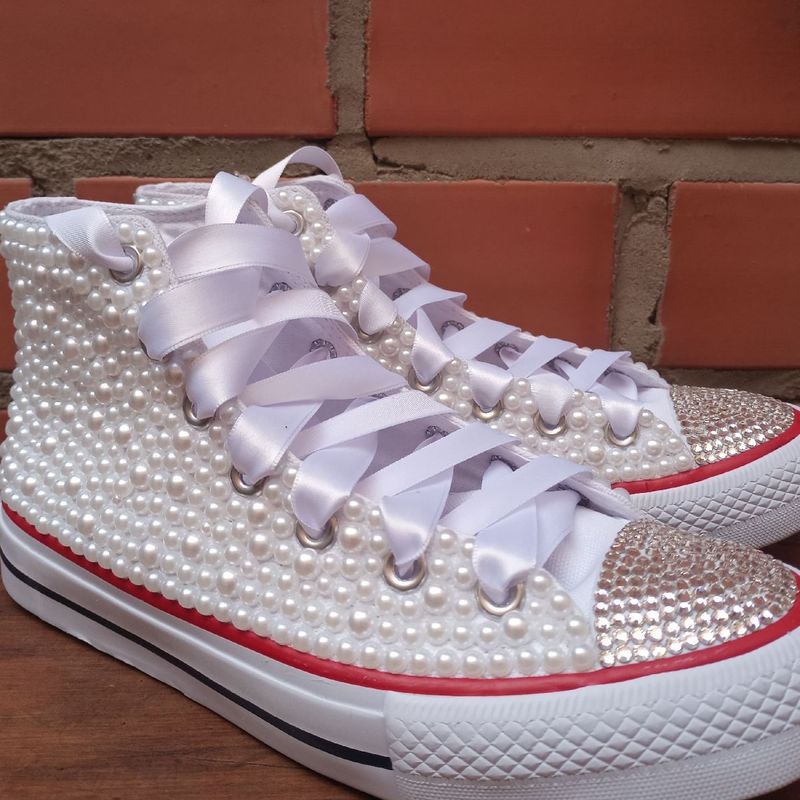 Tênis All Star Original Com Pérolas e Strass