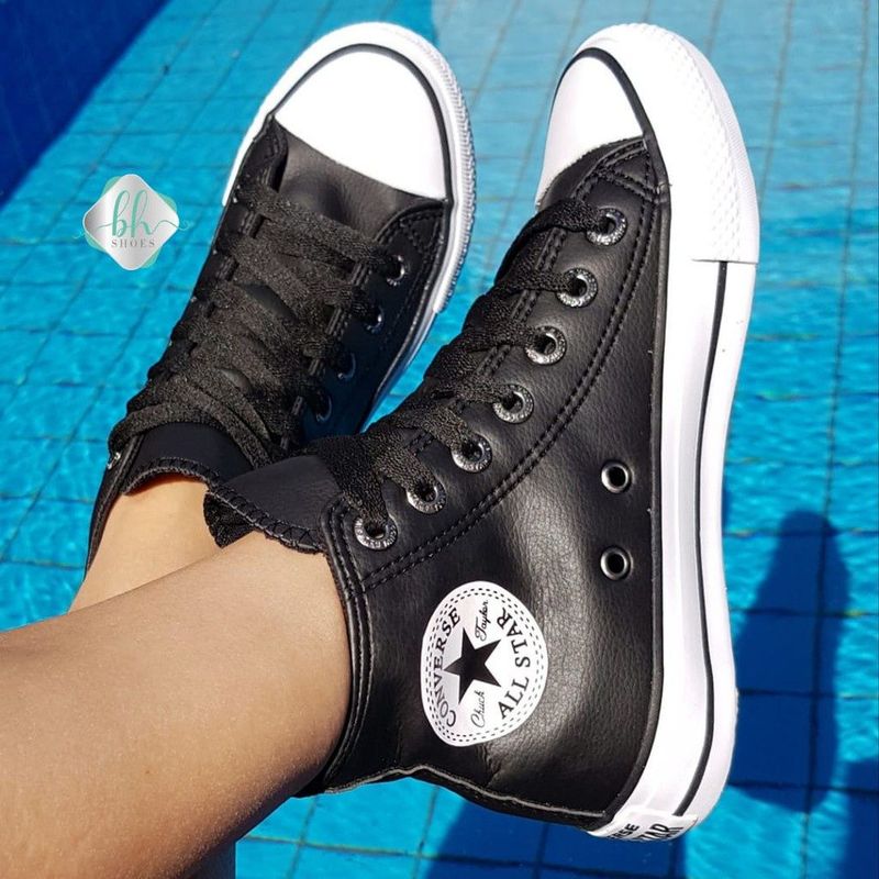 Tenis Cano Alto Couro Converse All Star Original