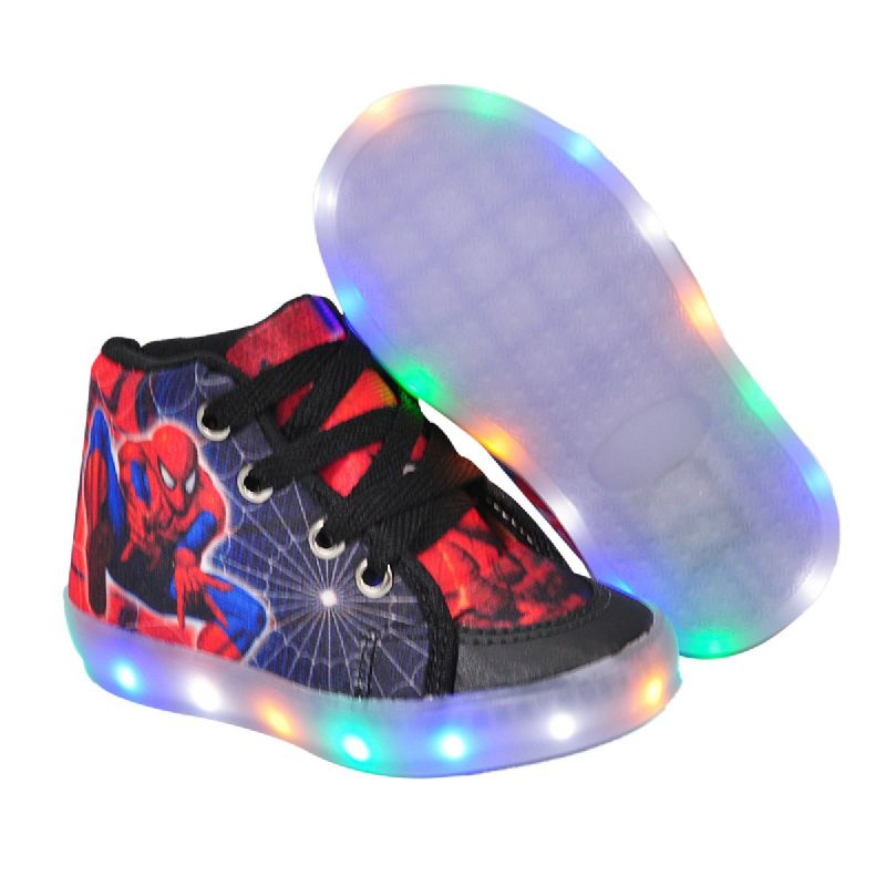 Tênis Botinha Masculino Luzinhas de Led Pisca Homem Aranha para
