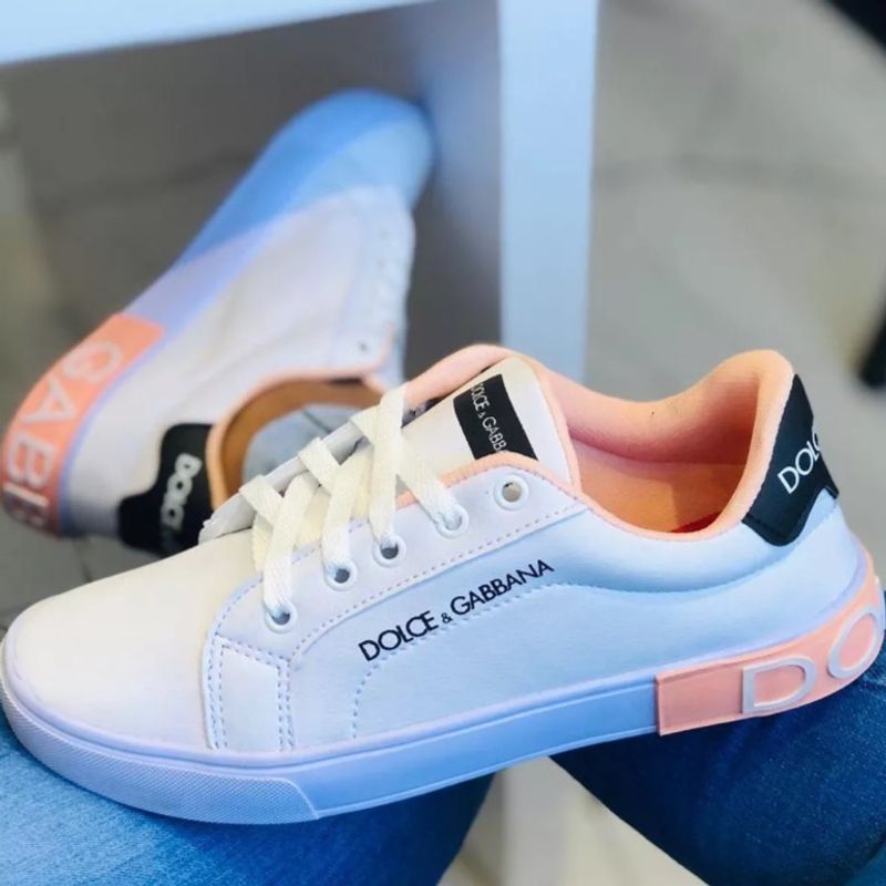 Tênis Dolce Gabbana Branco e Rosa Maravilhoso Tênis Feminino  Dolce&Amp;Gabbana Nunca Usado 90032237 enjoei