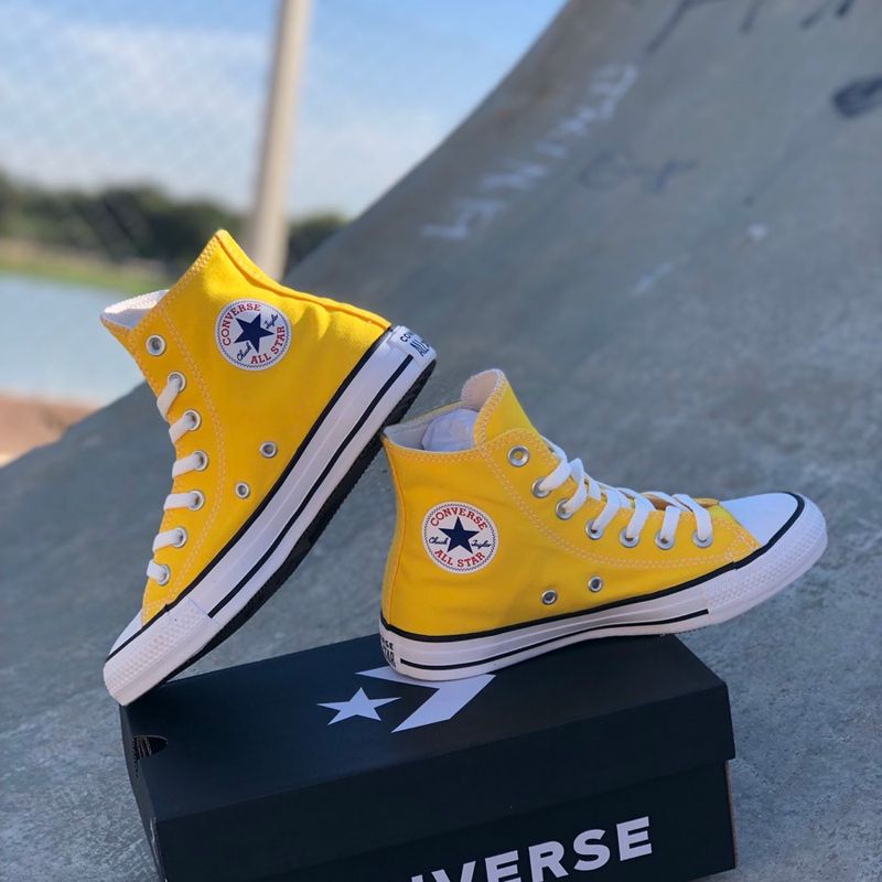 Converse cano best sale alto amarelo