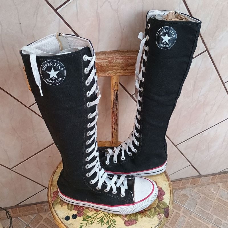 Joelho Bota All Star Cano Longo Bota Cano Longo E Salto Alto Botas