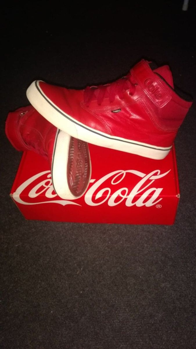 tenis coca cola feminino cano alto vermelho