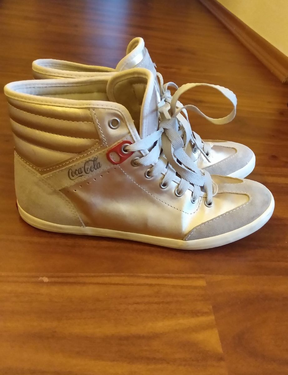 tenis coca cola cano alto dourado
