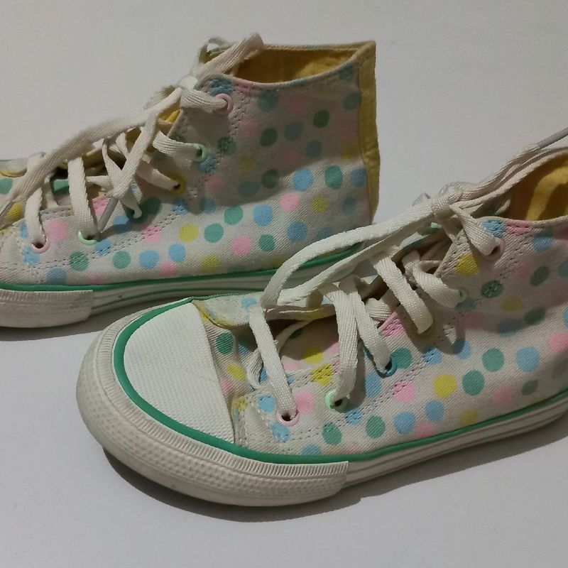 Tênis Cano Alto, Estilo All Star, de Bolinhas Tam 34 ,Renner