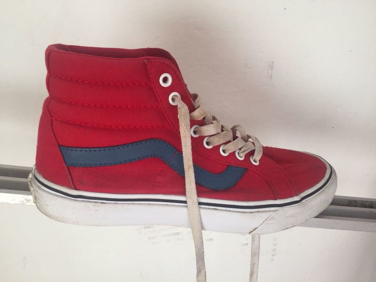 tenis vans feminino cano alto vermelho