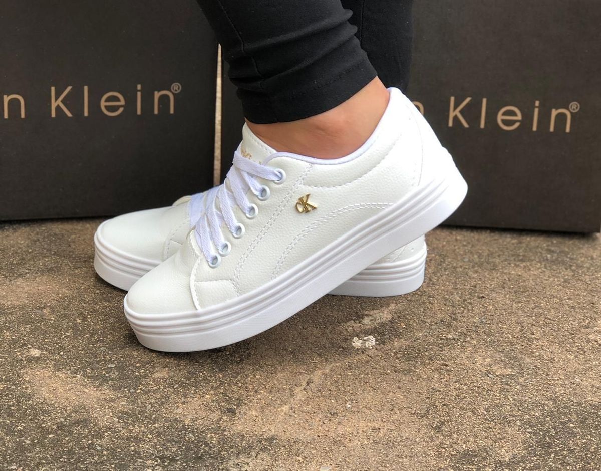 tenis calvin klein branco feminino