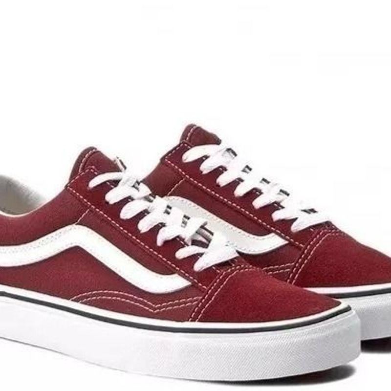 Tenis Vans Old Skool Tradicional Bordô Retro Feminino Masculino Promoção