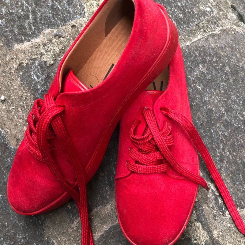 Tênis Camurça Vermelho, Charmoso !!! Tênis Feminino Vizzano