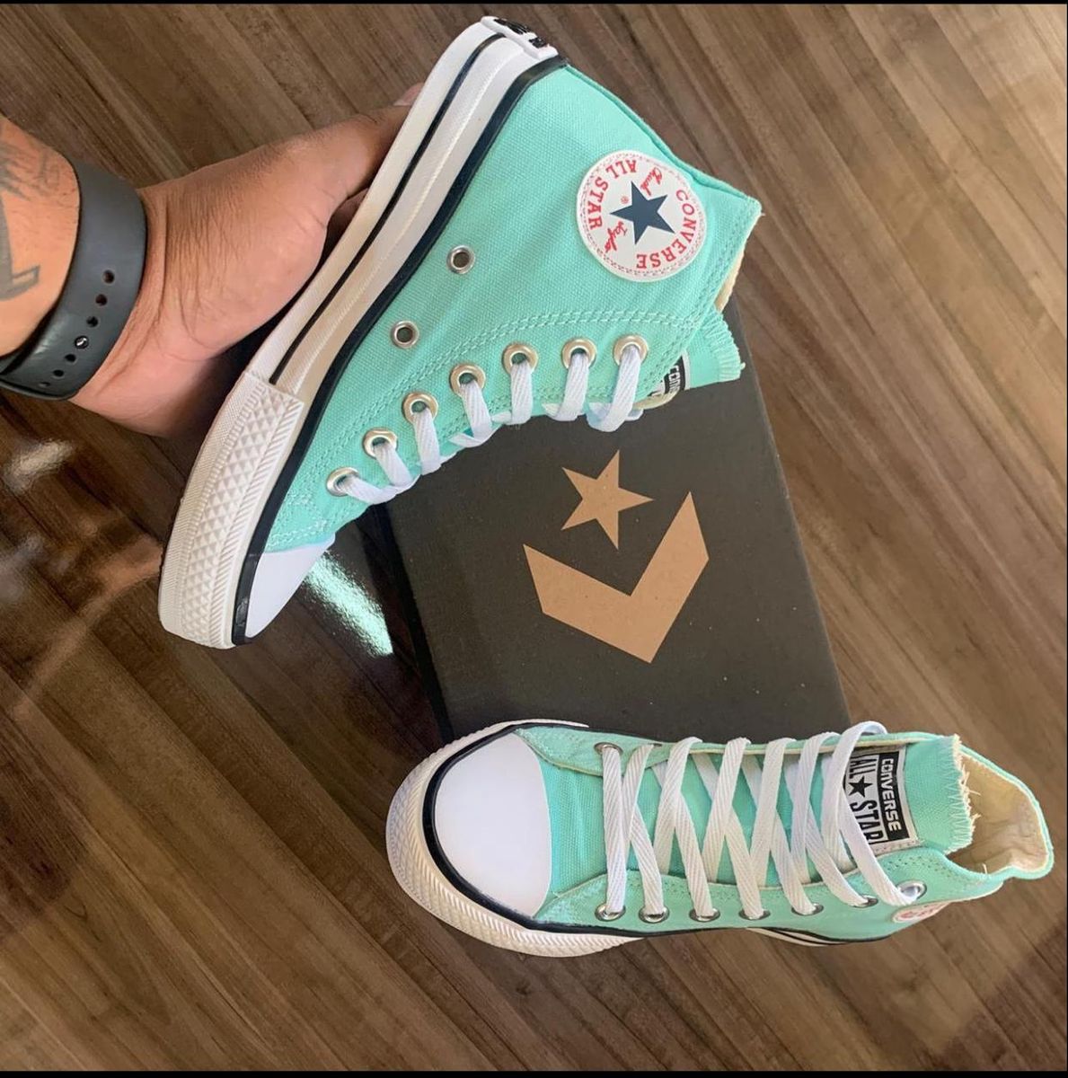 Tenis Converse All Star Bota Verde Agua Super Promocao N35 Tenis Feminino Converse Nunca Usado