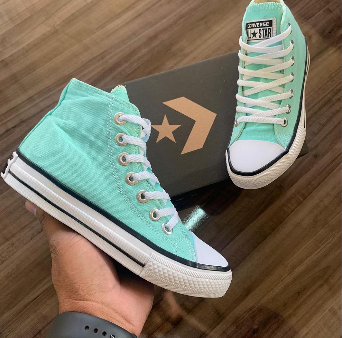 tenis all star cano alto verde agua