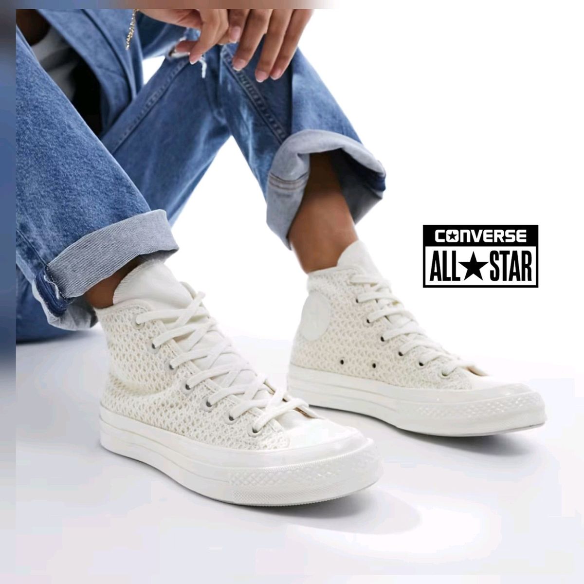Tênis Converse All Star Botinha Creme em Renda 39 | Tênis Feminino ...