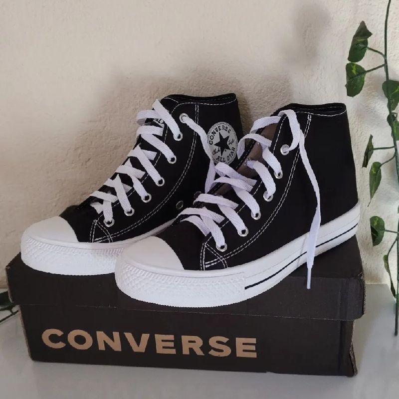 All Star Preto Cano Alto Plataforma | Tênis Feminino Converse Usado  87594439 | enjoei