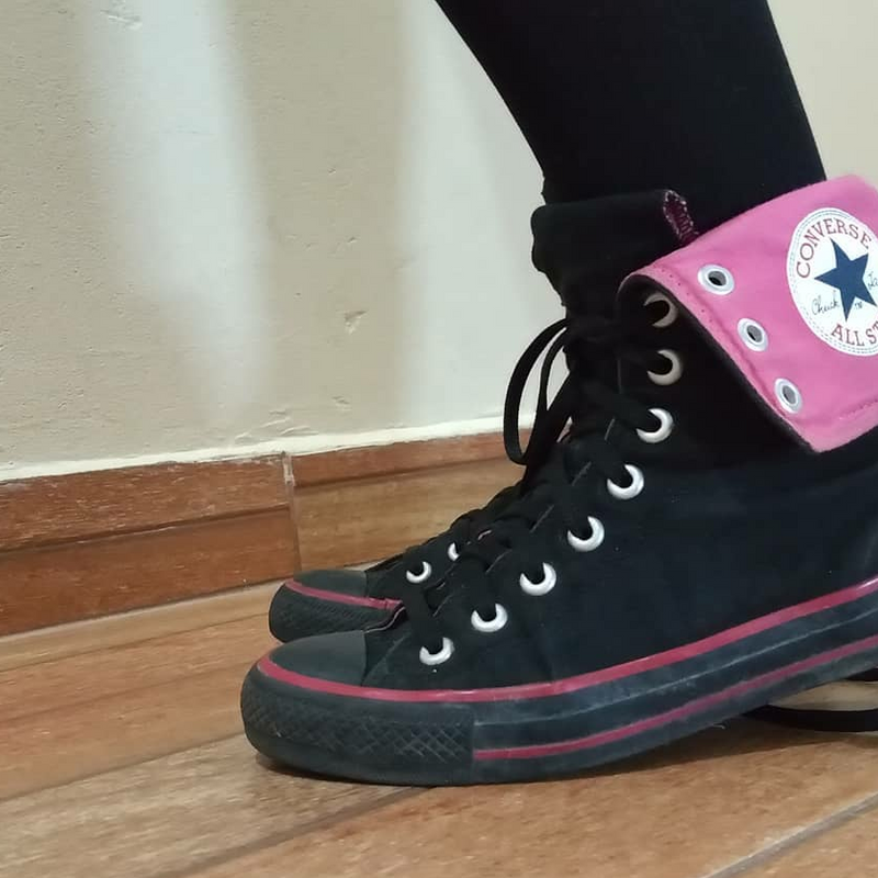 All Star Preto Cano Médio Plataforma | Tênis Feminino Converse Usado  34464560 | enjoei