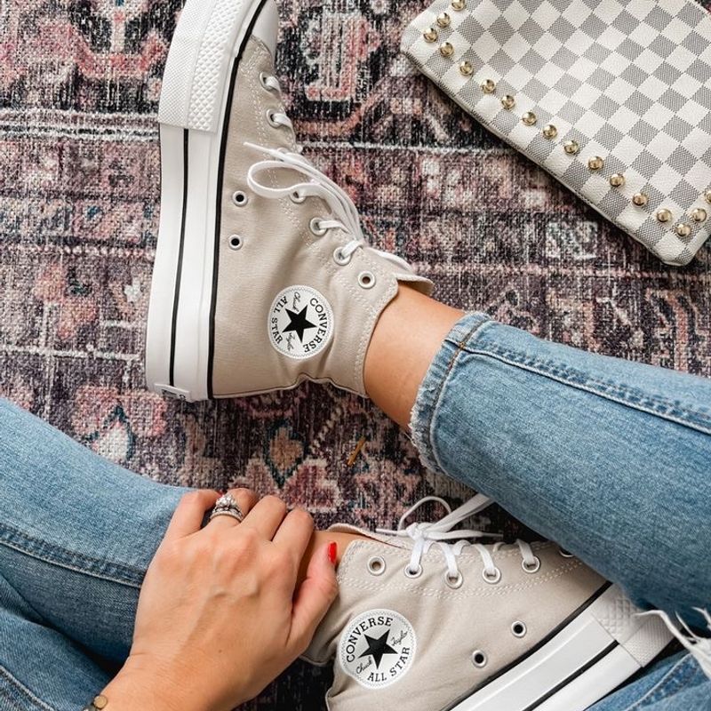 Tênis Converse All Star Cano Alto Plataforma Bege Original Tênis Feminino  Converse Usado 99494617 enjoei