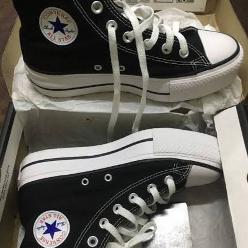 All Star Preto Cano Alto Plataforma, Tênis Feminino Converse Usado  87594439