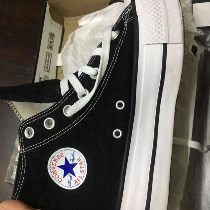 All Star Preto Cano Alto Plataforma, Tênis Feminino Converse Usado  87594439