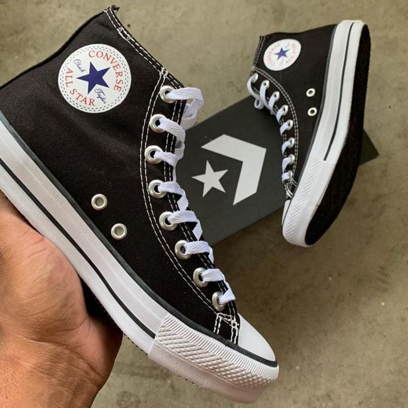 All Star Preto Cano Alto Plataforma | Tênis Feminino Converse Usado  87594439 | enjoei