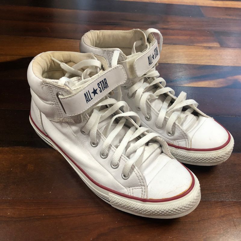 HOT Couro Tenis Converse All Star Branco Tênis Converse All