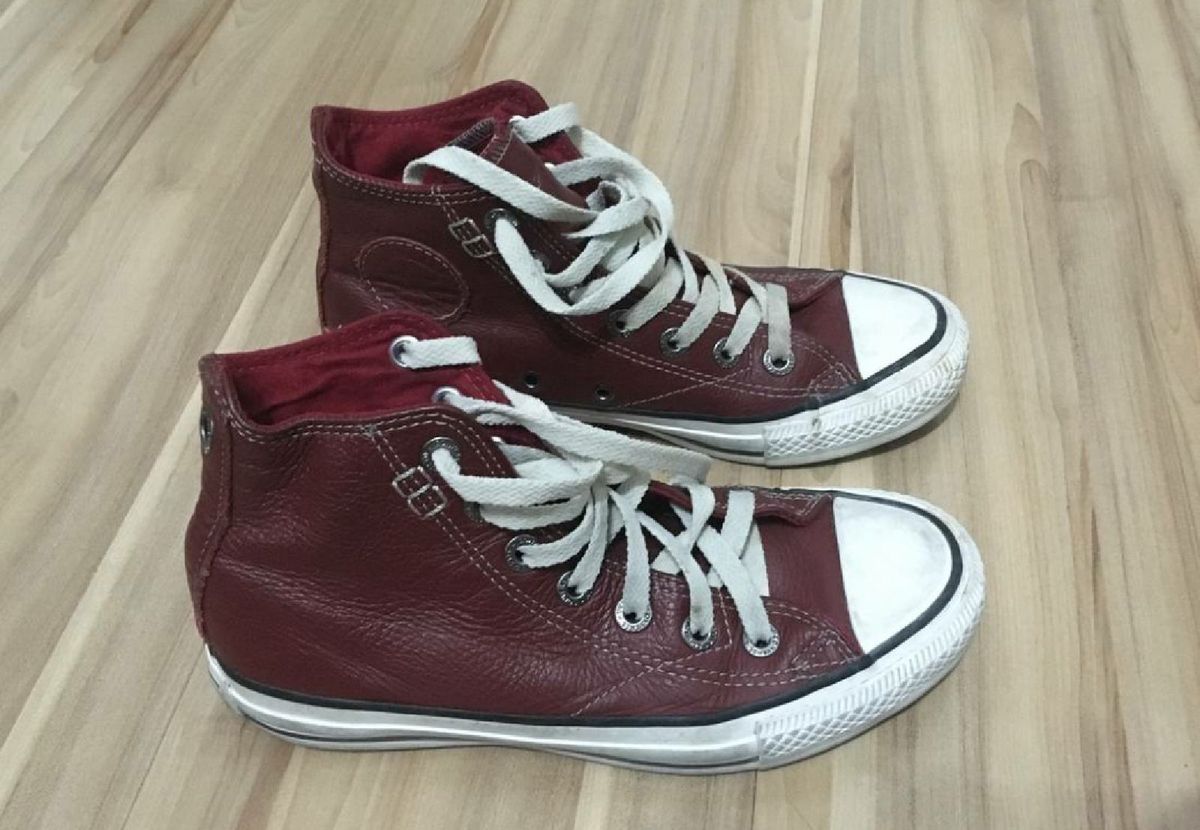 all star bordo couro