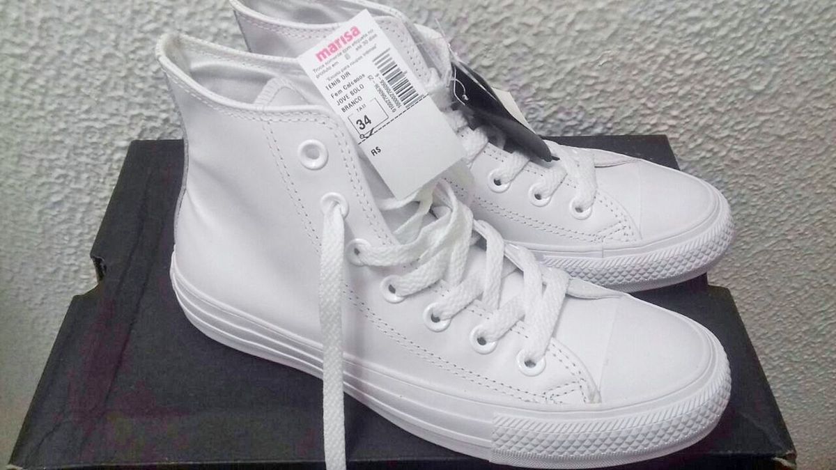 all star monochrome branco couro