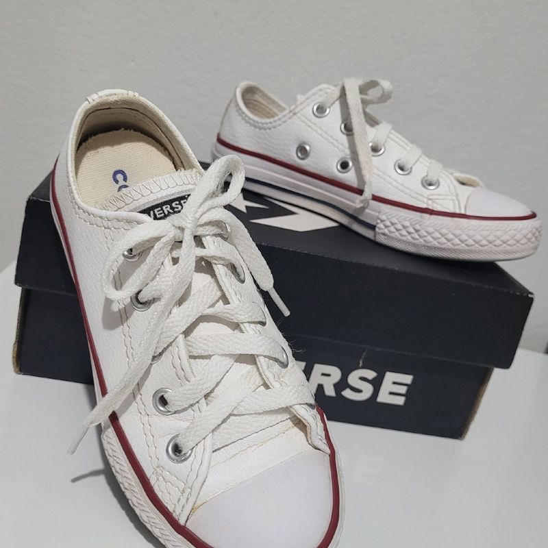 Tenis all star hot sale branco couro infantil