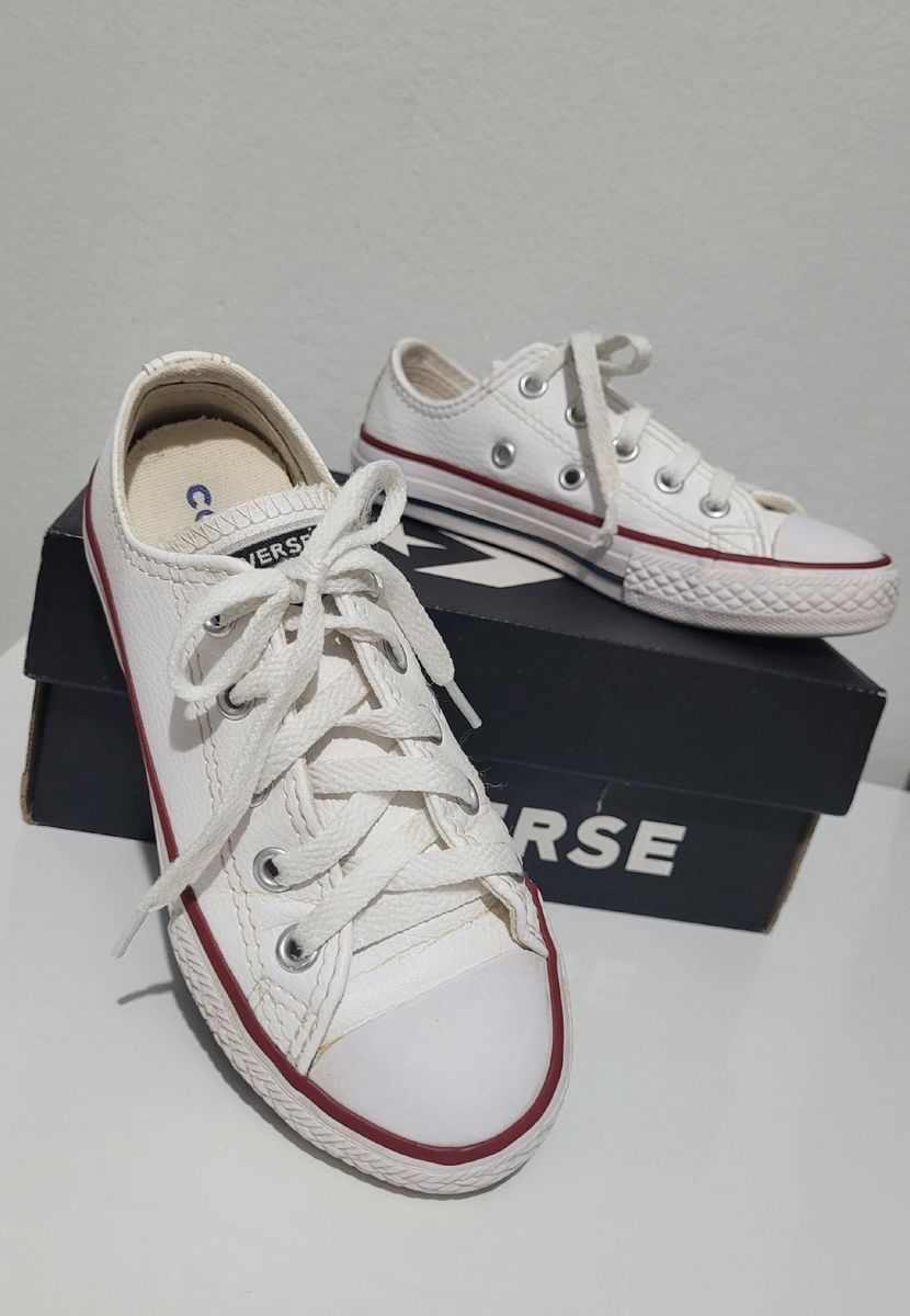 Tenis all star infantil de store couro branco