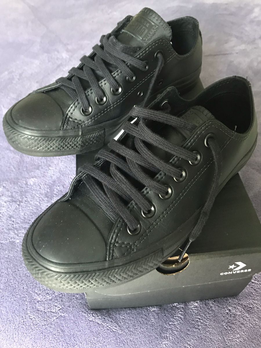 tênis couro converse chuck taylor all star monochrome preto