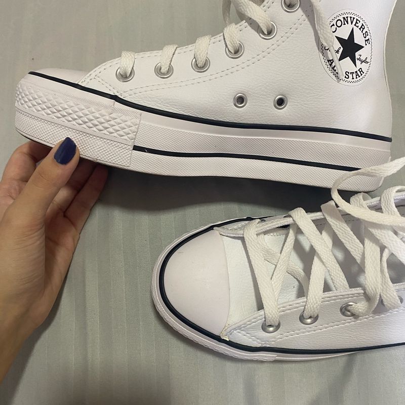 Tnis Feminino Star Cano Alto All Star Couro Branco 36 Tênis