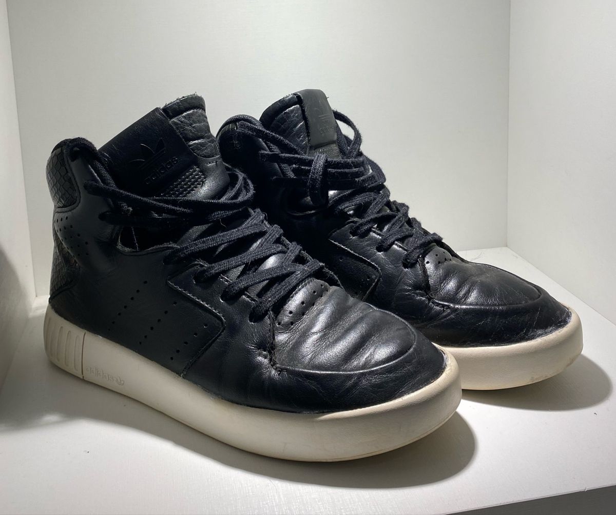 T nis Couro Cano Alto Adidas Tubular Invader 2 Feminino Preto