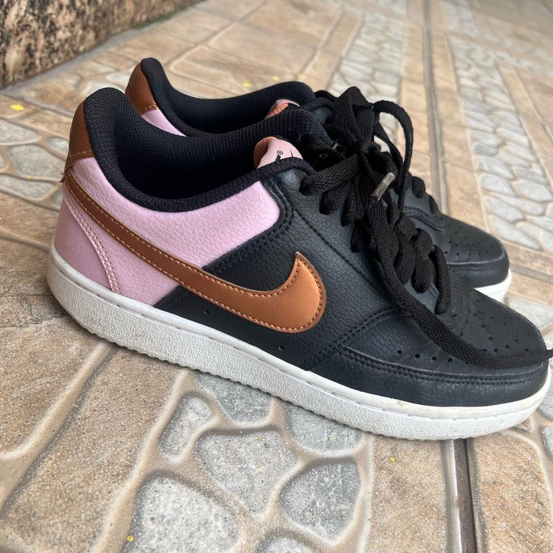 Tênis Couro Nike Court Vision Low Feminino Preto+Bronze Nike