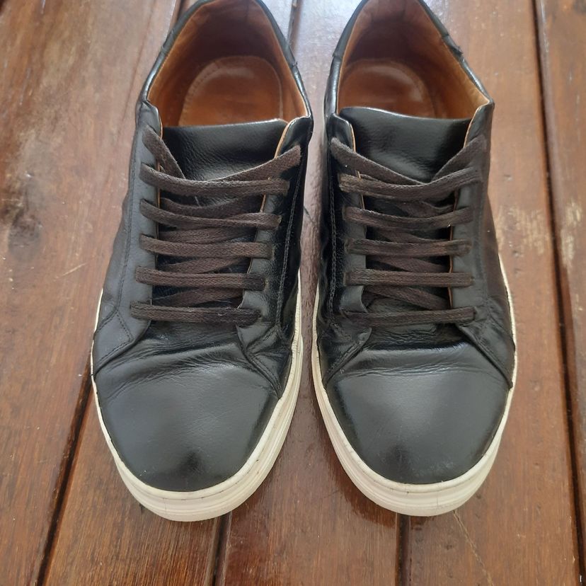 tênis couro preto - casual polo urban