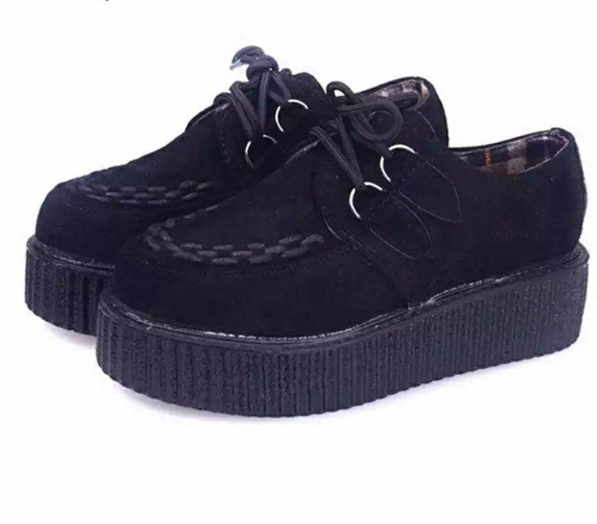 Creeper Shoes Gótico de Couro Preto | Sapato Feminino Nunca Usado 82486147  | enjoei