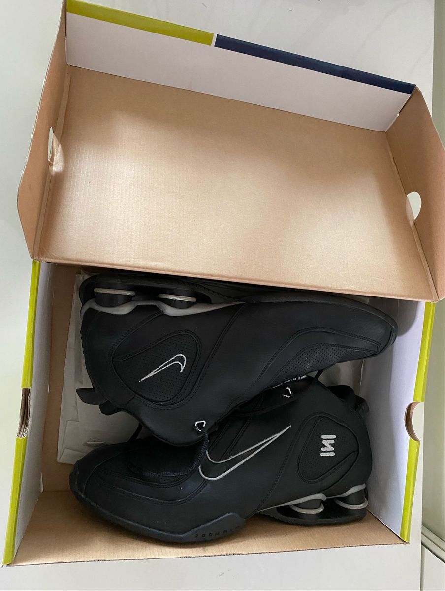 nike shox preto couro