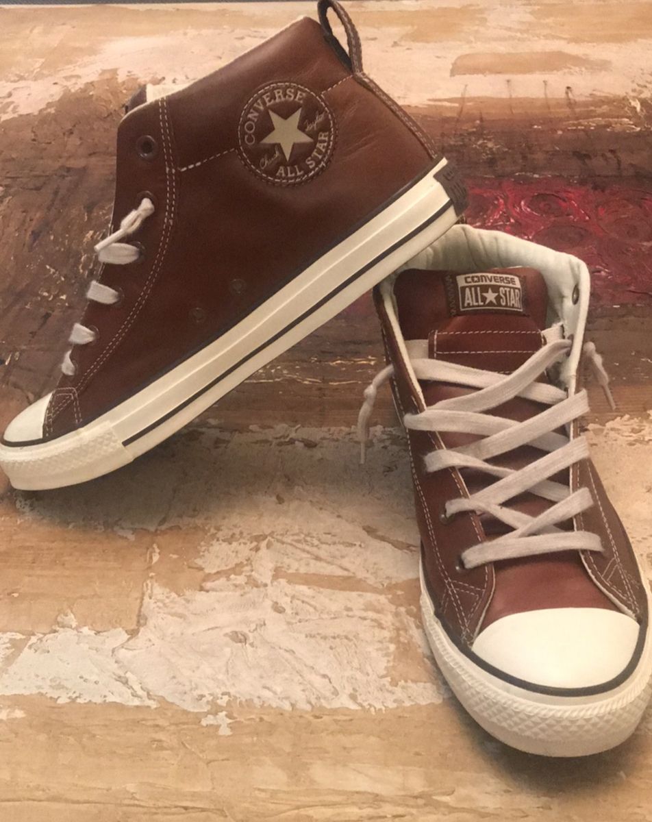 all star vermelho cano alto couro