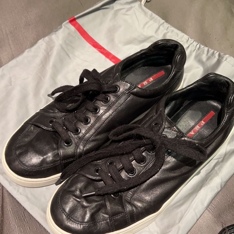 Tenis Prada Couro Branco e Preto