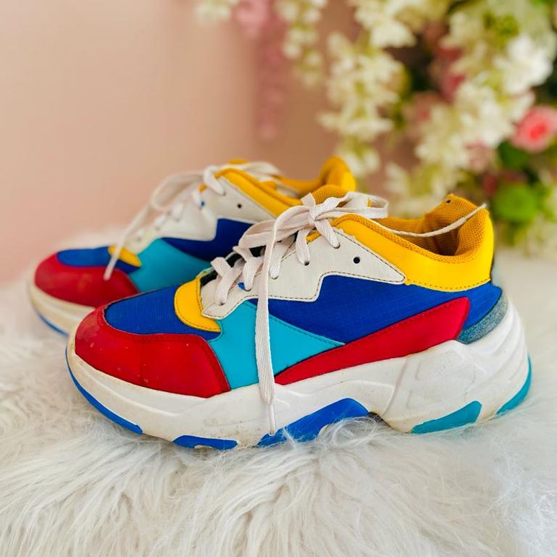 T nis de Plataforma Colorido Vintage Unissex T nis Feminino